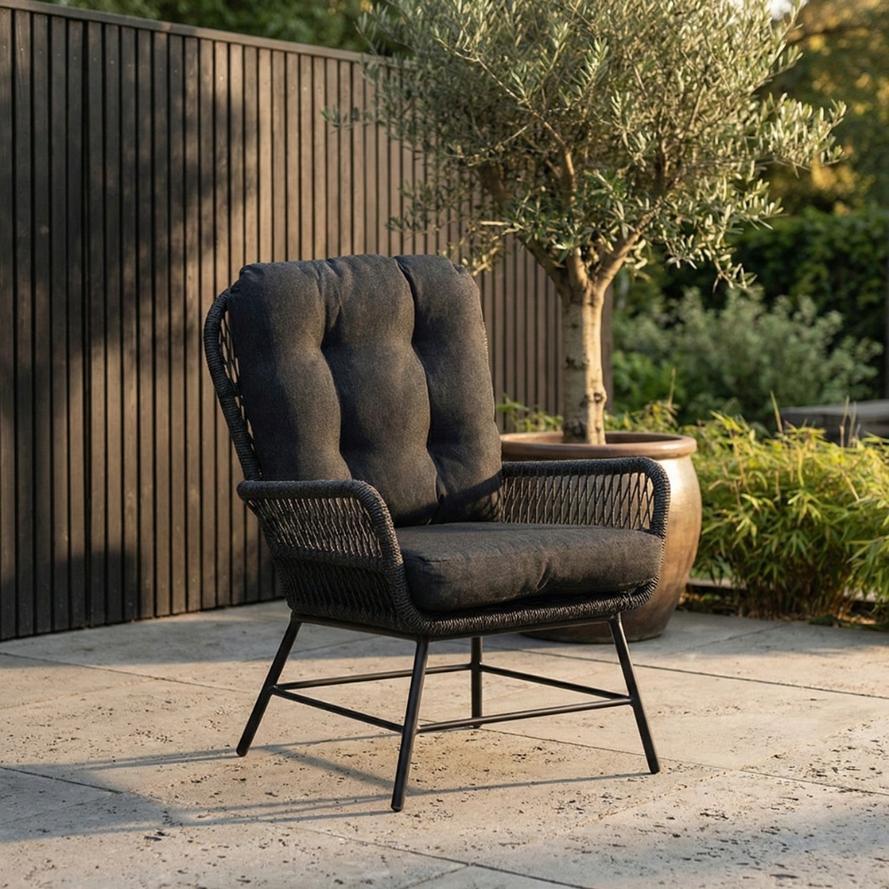 Dex loungestoel tuin set van 2 | touw + aluminium | Lava Grey