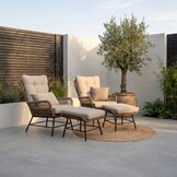 Dex loungestoel tuin met voetenbank | touw + aluminium | Sahara Dust