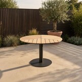 Sirena visgraat dining tuintafel 4 personen | polywood + aluminium | Natural Wood | Ø120cm rond