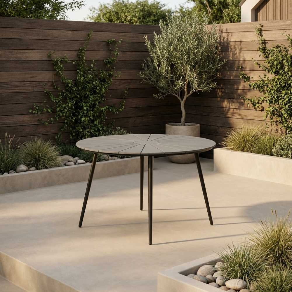 Frederik dining tuintafel 4 personen | polywood + aluminium | Grey | Ø120cm rond