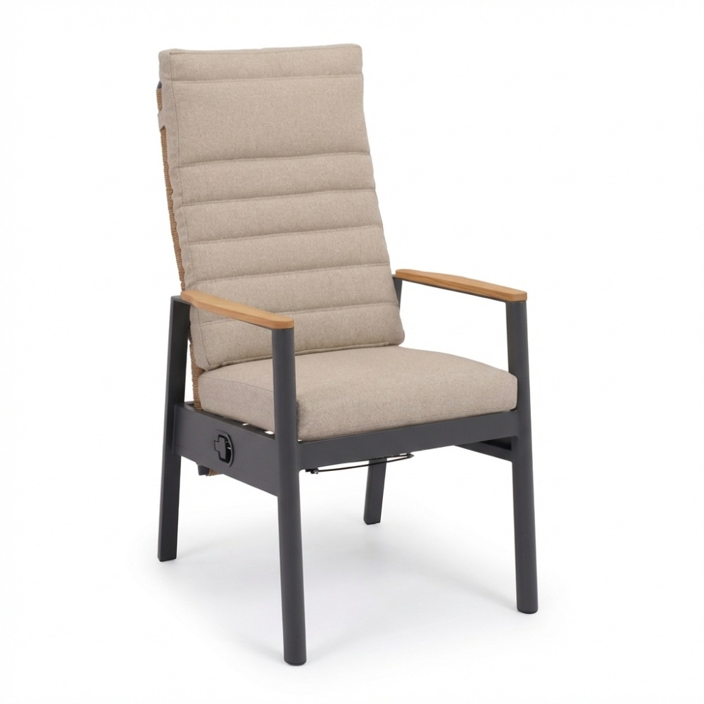 Boston dining tuinstoel | aluminium + teak | zand