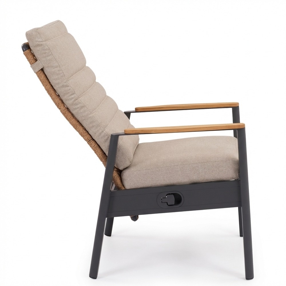 Boston dining tuinstoel | aluminium + teak | zand