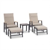 Boston lounge balkonset - verstelbaar 2 personen | aluminium + teak | zand | 5-delig