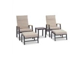 Boston lounge balkonset - verstelbaar 2 personen | aluminium + teak | zand | 5-delig