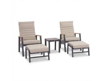 Boston lounge balkonset - verstelbaar 2 personen | aluminium + teak | zand | 5-delig