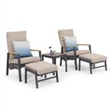 Boston lounge balkonset - verstelbaar 2 personen | aluminium + teak | zand | 5-delig