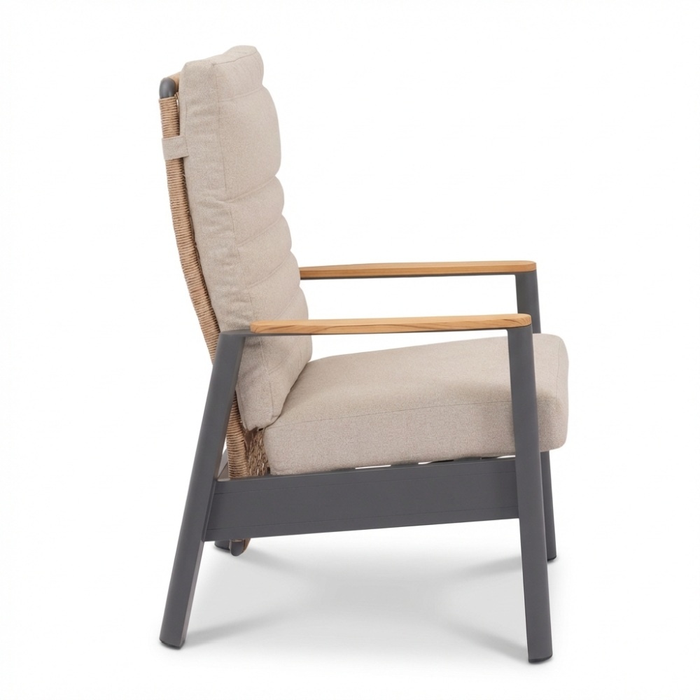 Boston lounge balkonset - verstelbaar 2 personen | aluminium + teak | zand | 5-delig