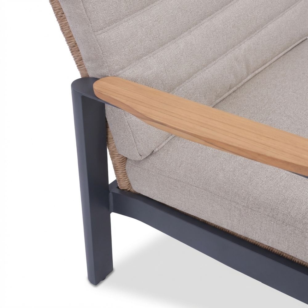 Boston lounge balkonset - verstelbaar 2 personen | aluminium + teak | zand | 5-delig