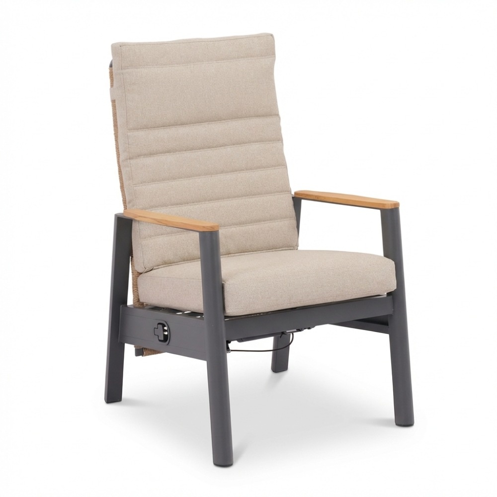 Boston lounge balkonset - verstelbaar 2 personen | aluminium + teak | zand | 5-delig