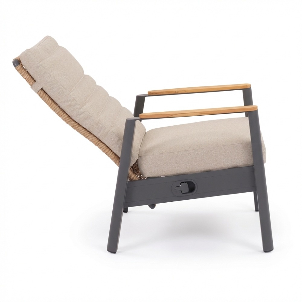 Boston lounge balkonset - verstelbaar 2 personen | aluminium + teak | zand | 5-delig