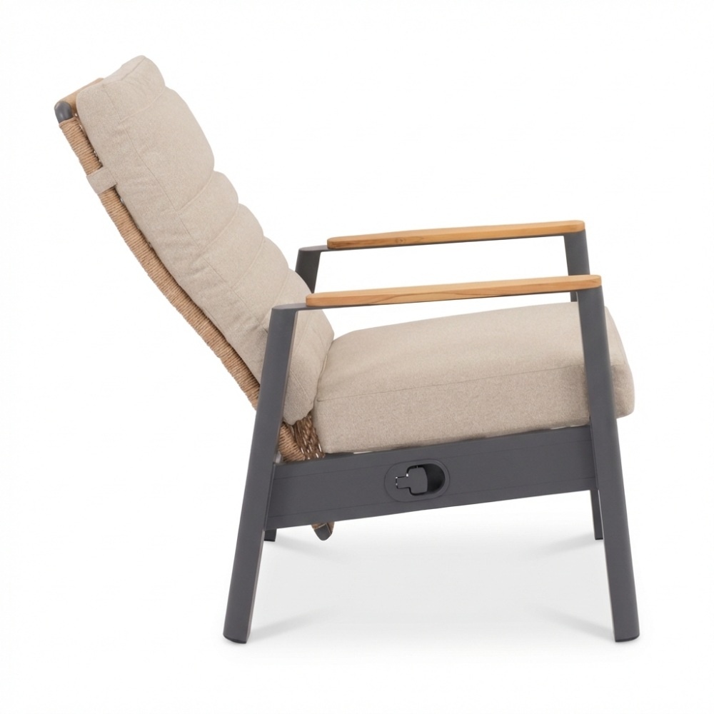 Boston lounge balkonset - verstelbaar 2 personen | aluminium + teak | zand | 5-delig