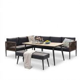 Liana dining loungeset 8 personen | wicker + aluminium | antraciet | 4-delig - 197x193cm