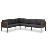 Liana dining loungeset 8 personen | wicker + aluminium | antraciet | 4-delig - 197x193cm