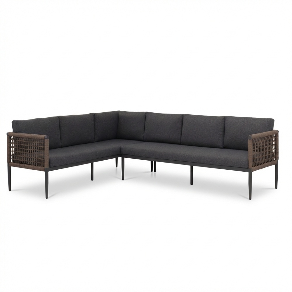 Liana dining loungeset 8 personen | wicker + aluminium | antraciet | 4-delig - 197x193cm