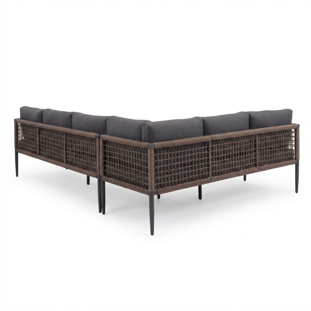 Liana dining loungeset 8 personen | wicker + aluminium | antraciet | 4-delig - 197x193cm