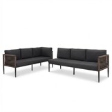 Liana dining loungeset 8 personen | wicker + aluminium | antraciet | 4-delig - 197x193cm