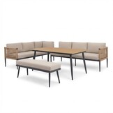 Liana dining loungeset links 8 personen | wicker + aluminium | zand | 4-delig - 270x193cm