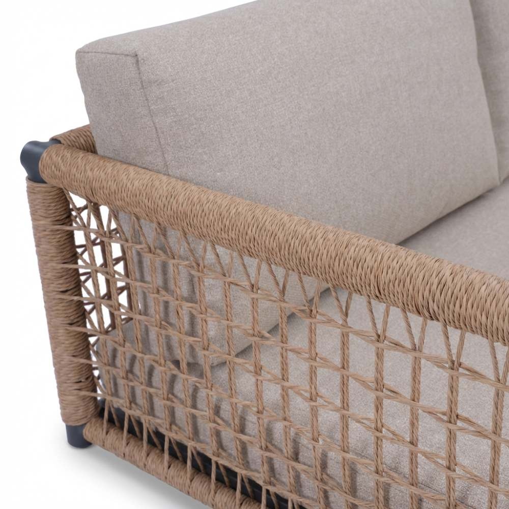 Liana dining loungeset links 8 personen | wicker + aluminium | zand | 4-delig - 270x193cm