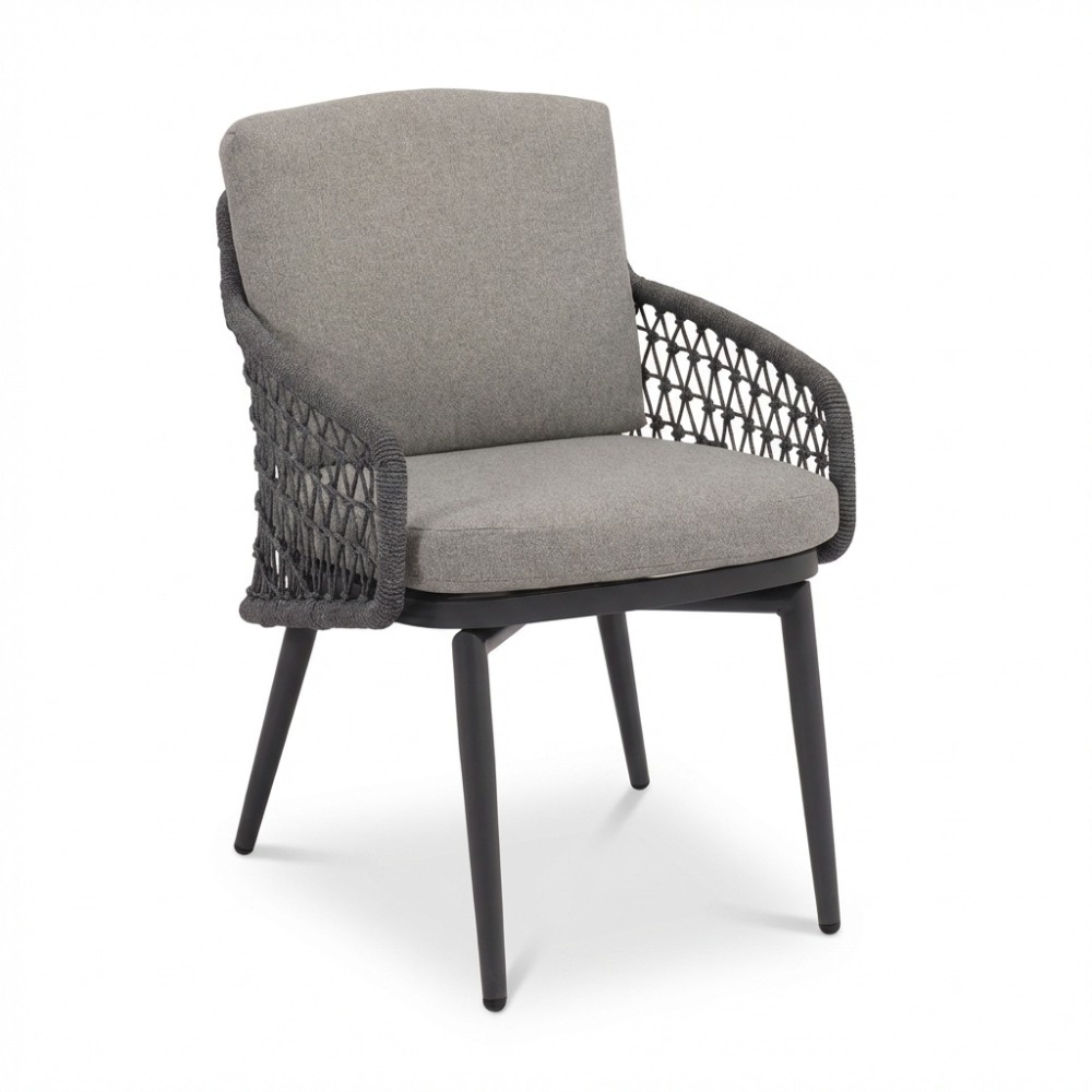 Vedra dining tuinstoel | touw + aluminium | antraciet