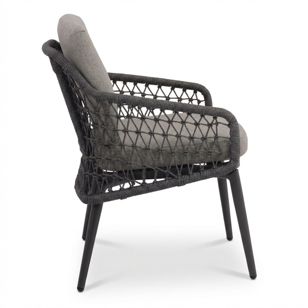 Vedra dining tuinstoel | touw + aluminium | antraciet