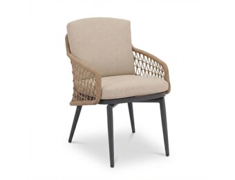 Vedra dining tuinstoel | touw + aluminium | beige