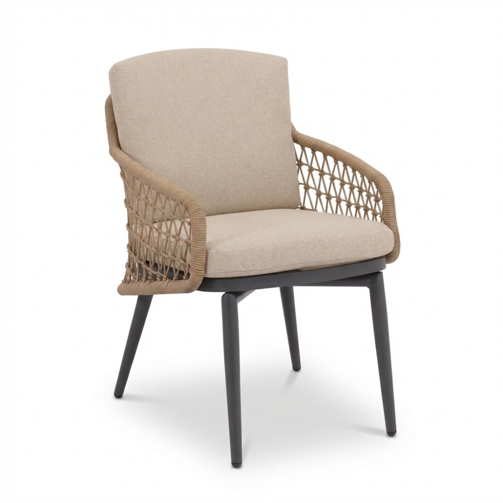 Vedra dining tuinstoel | touw + aluminium | beige afbeelding