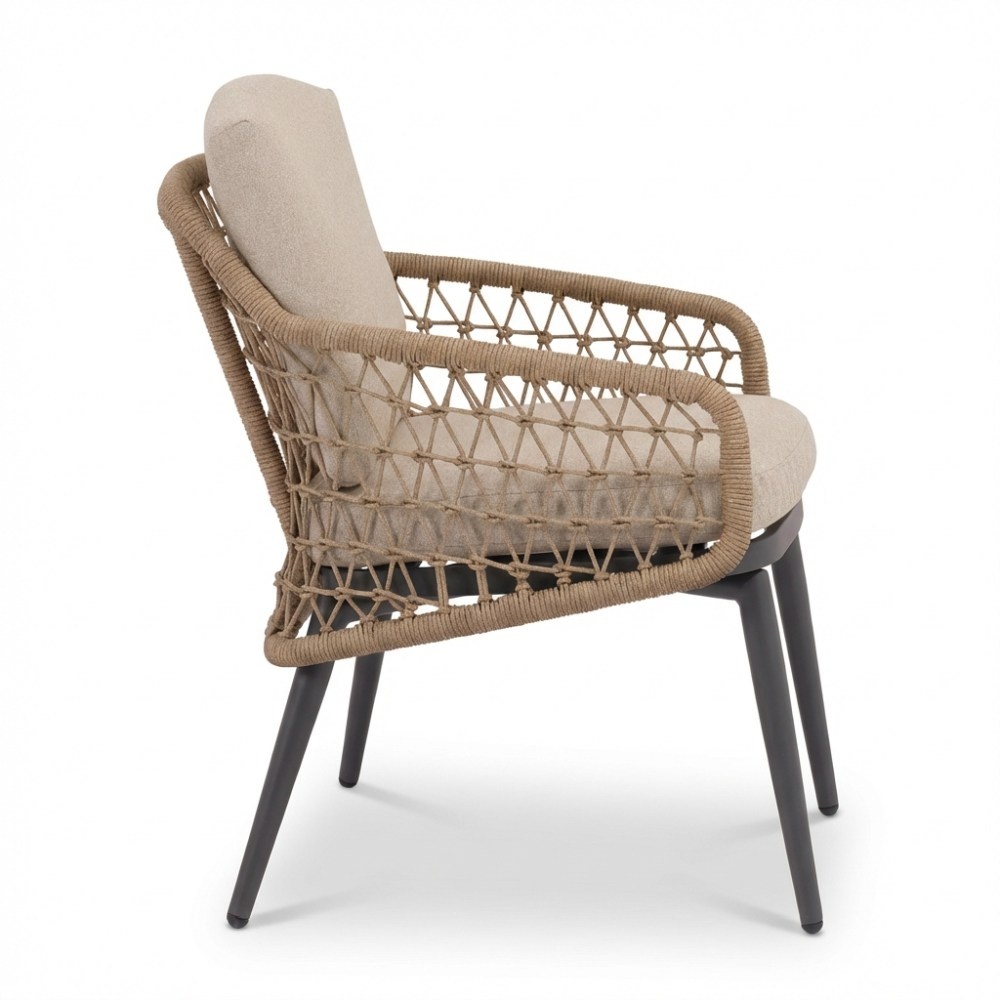 Vedra dining tuinstoel | touw + aluminium | beige