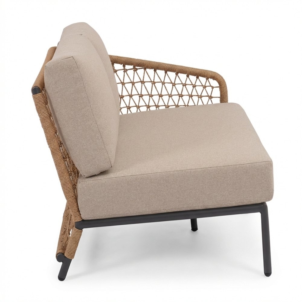 Vienna hoek loungeset 5 personen | wicker + aluminium | zand | 3-delig - 223x223cm