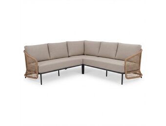 Vienna hoek loungeset 5 personen | wicker + aluminium | zand | 3-delig - 223x223cm