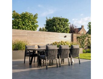 Oslo Grey/Calgary antraciet dining tuinset | 6 personen | polywood + touw | 220cm