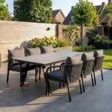 Oslo Grey/Calgary antraciet dining tuinset | 6 personen | polywood + touw | 220cm