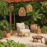 Matera loungestoel tuin | hardhout + touw | zand