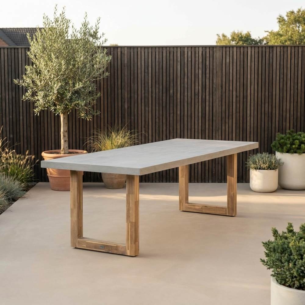 Lausanne dining tuintafel 6 personen | polystone + hardhout | betonlook | 250cm