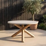 Nancy/Carlos dining tuinset | 4 personen | betonlook + wicker | 135cm rond