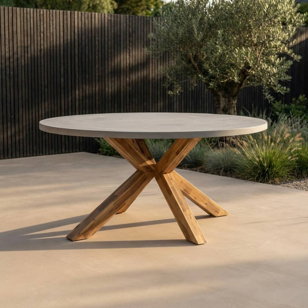 Livorno dining tuintafel 4 personen | polystone + hardhout | betonlook | 200cm