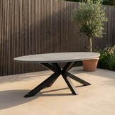 Stockholm dining tuintafel 8 personen | polystone + staal | betonlook | 280cm