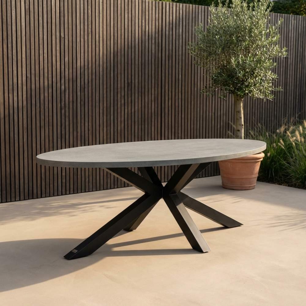 Stockholm dining tuintafel 8 personen | polystone + staal | betonlook | 280cm
