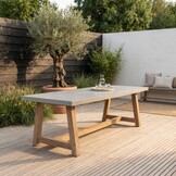 Veltis dining tuintafel 6 personen | polystone + hardhout | betonlook | 250cm