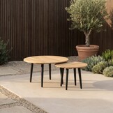 Palermo koffietafel set van 2 | aluminium + teakhout | antraciet