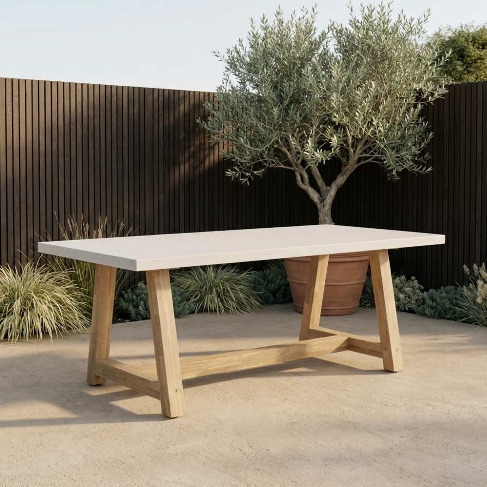 Monaco dining tuintafel 4 personen | polystone + hardhout | marmerlook | 200cm