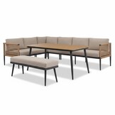 Liana dining loungeset links 8 personen | wicker + aluminium | zand | 4-delig - 270x193cm