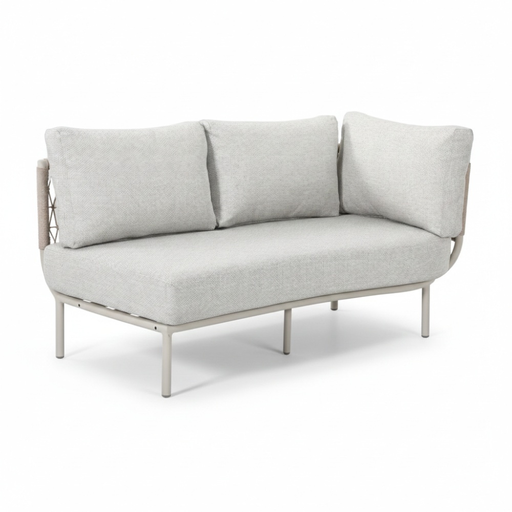 Capri organische hoek loungeset 4 personen | aluminium + touw | beige | 4-delig - 249x163cm