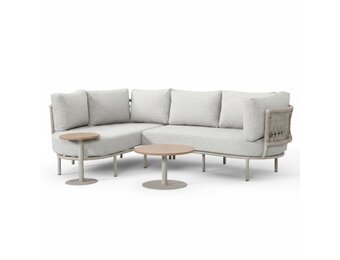 Capri organische hoek loungeset 4 personen | aluminium + touw | beige | 4-delig - 249x163cm
