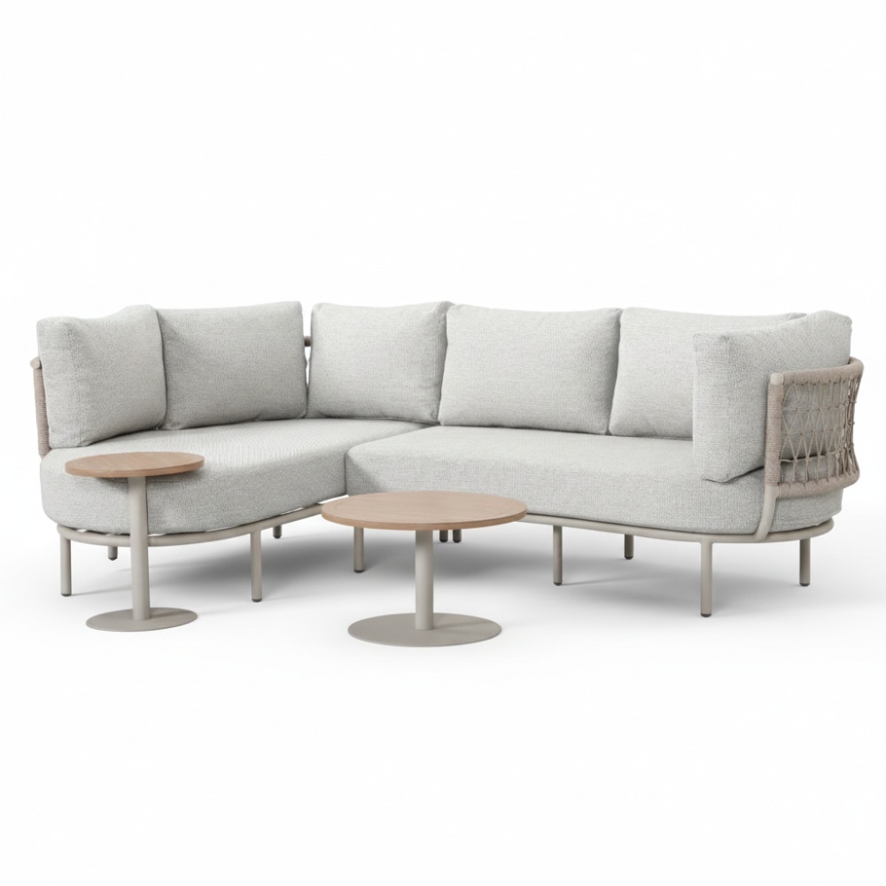 Capri organische hoek loungeset 4 personen | aluminium + touw | beige | 4-delig - 249x163cm afbeelding