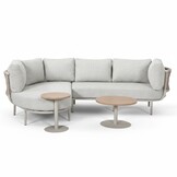 Capri organische hoek loungeset 4 personen | aluminium + touw | beige | 4-delig - 249x163cm