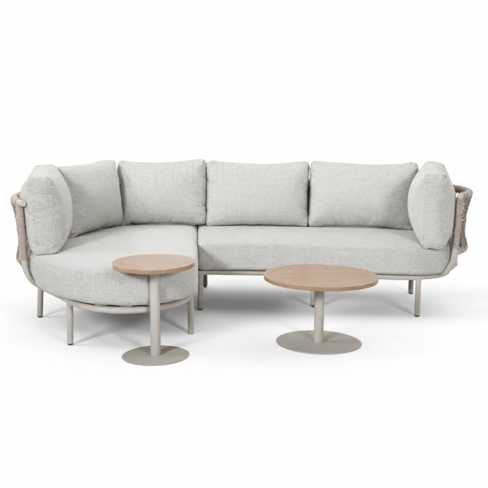 Capri organische hoek loungeset 4 personen | aluminium + touw | beige | 4-delig - 249x163cm