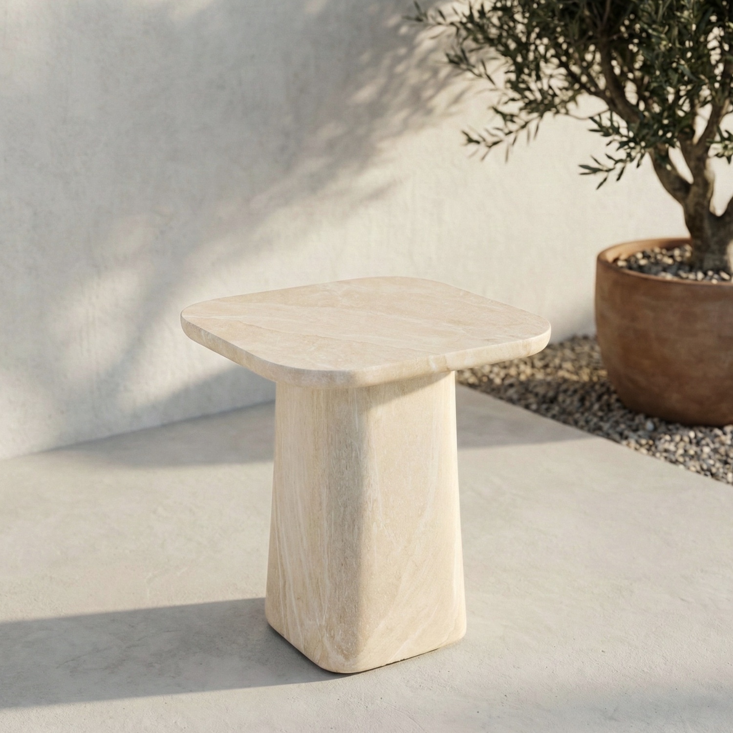 Amy bijzettafel | polystone | Chalk beige | 40x40cm