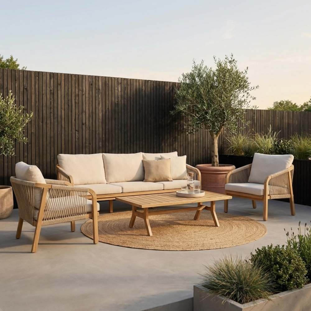 Bergamo loungetafel | hardhout | light teak look | 127x65cm