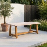 Velora/Tulum Sahara Dust dining tuinset | 6 personen | travertin + touw | 250cm