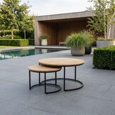 Aurora koffietafel set van 2 | teakhout + staal